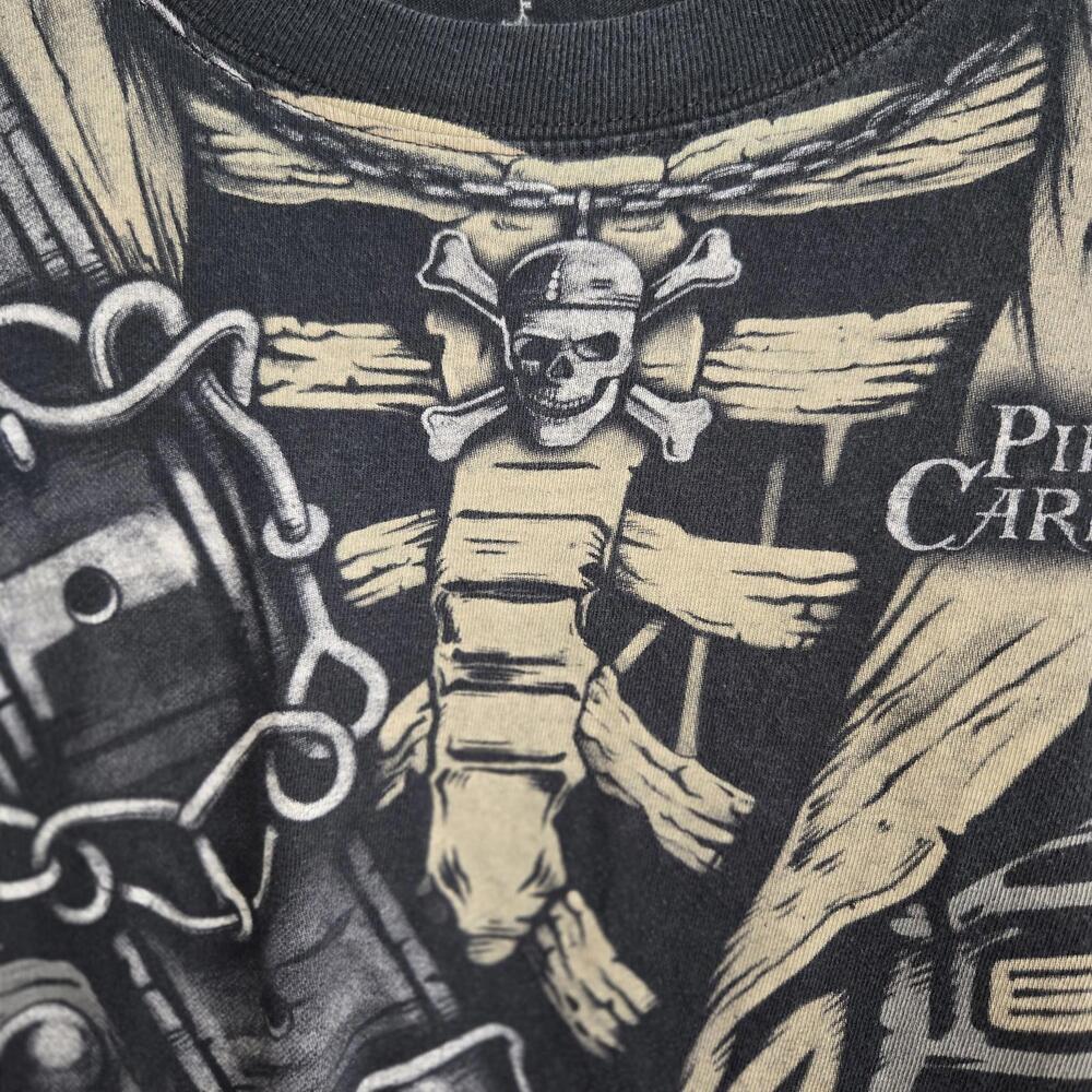 Disney Parks Pirates Of The Caribbean Black T-Shirt All Over Print Sz M - Picture 2 of 7